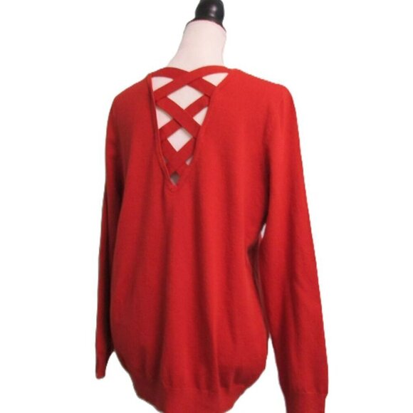 Love Ellie Rust V-Neck Criss Cross Back Lightweight Sweater-XL-NWOT - Picture 3 of 13